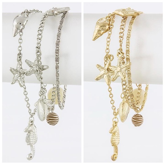 Sea Life Layered Charm Bracelet - Picture 1 of 8